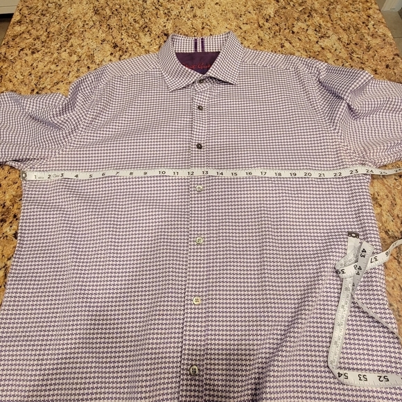 Robert Graham Purple Houndstooth Long Sleeve Button Up Men's Size 2XL - Picture 4 of 8